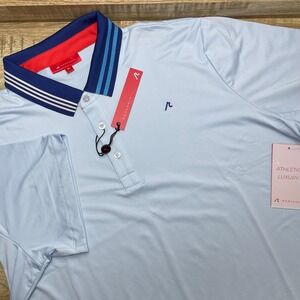 Redvanly Harley Polo Men's XL Breeze Light Blue Striped Collar Golf Shirt New